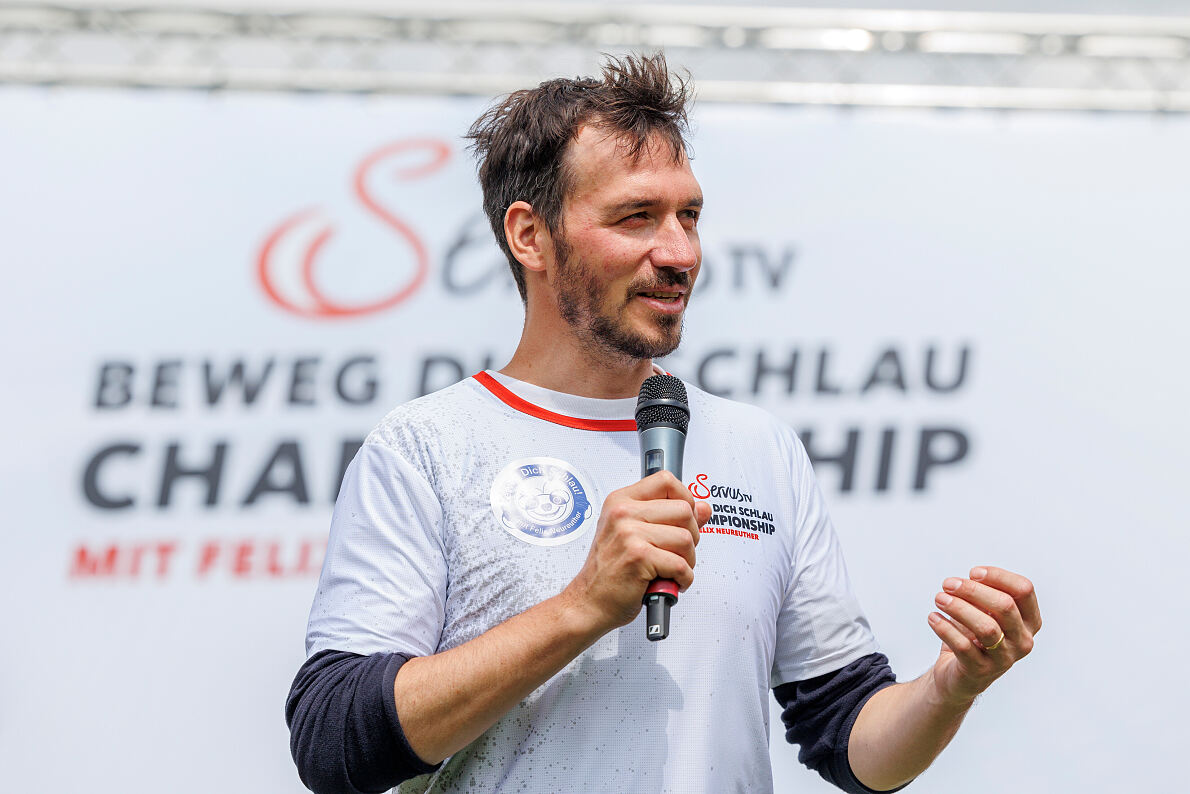 Felix Neureuther beim Bundesfinale der BEWEG DICH SCHLAU CHAMPIONSHIP in Schladming 2024