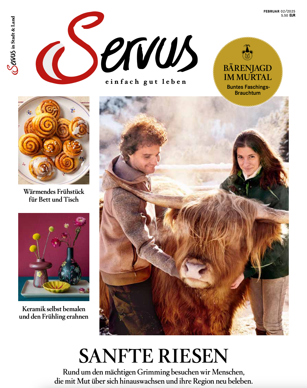 Das Cover der Februar-Ausgabe des neuen Servus Magazins