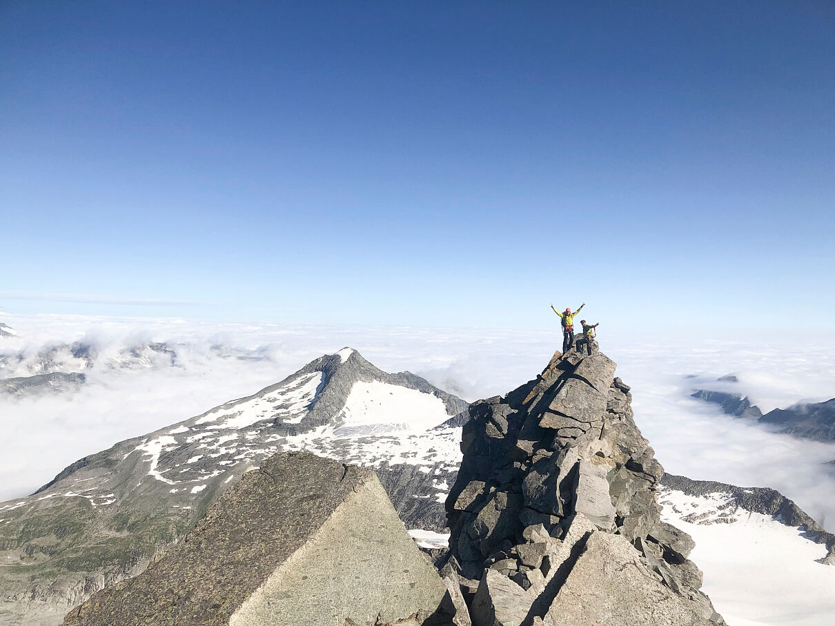 Kletterer auf dem Großvenediger-Nordgrat